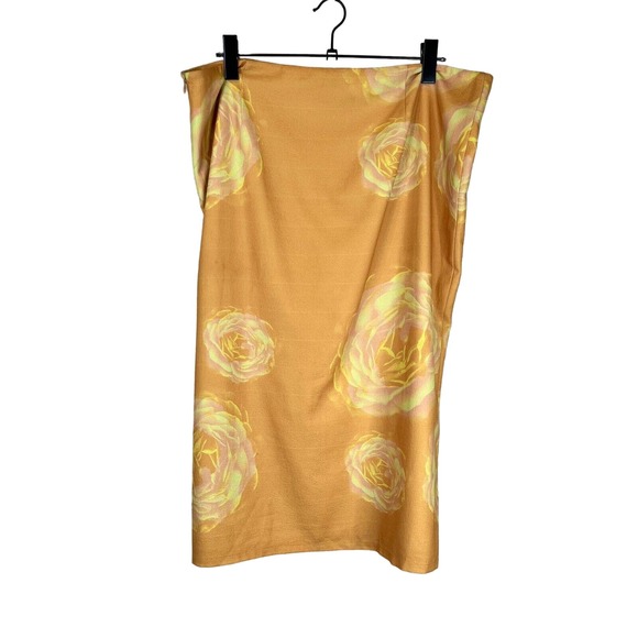 Miaou Moni Skirt Plus Size 3XL XXXL Orange Floral Print Side Slit‎ Pencil Midi - Picture 1 of 11